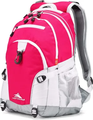 High Sierra Loop Backpack, Travel, or Work Bookbag with tablet sleeve, One Size, Pink Punch/White/Ash