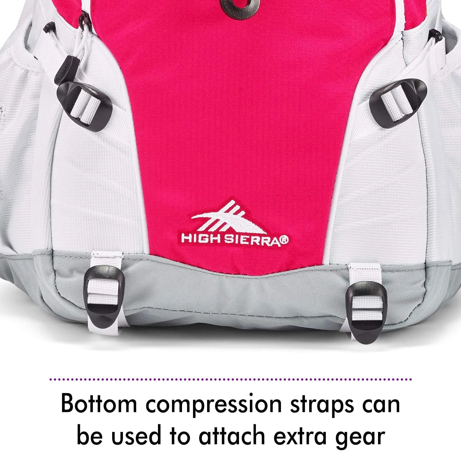 High Sierra Loop Backpack, Travel, or Work Bookbag with tablet sleeve, One Size, Pink Punch/White/Ash