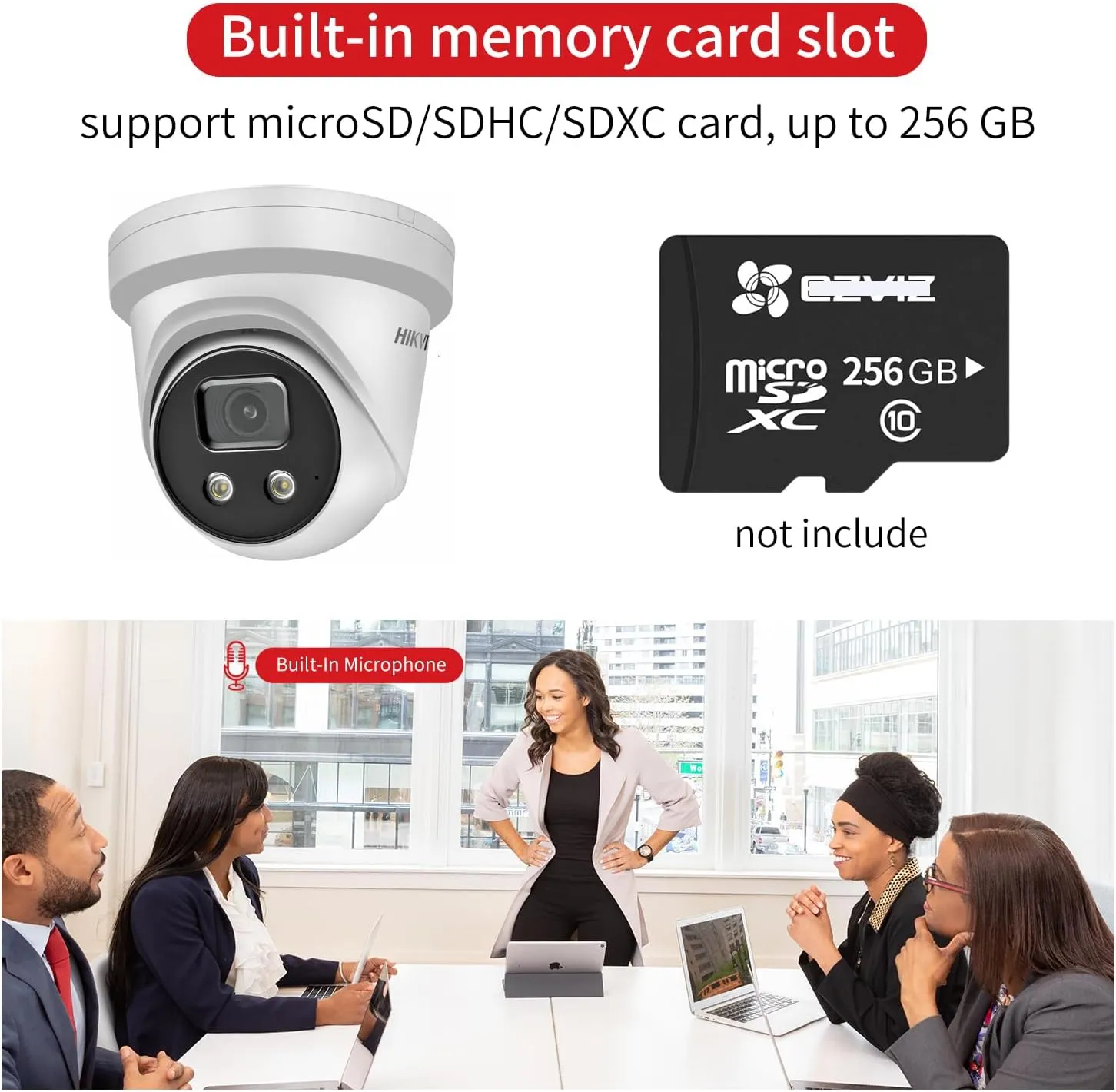 Hikvision IP Camera DS-2CD2386G2-IU 2.8mm Lens 8MP 4K AcuSense Fixed Turret Network Camera PoE H.265  SD Card Slot IR IP67 International English Version