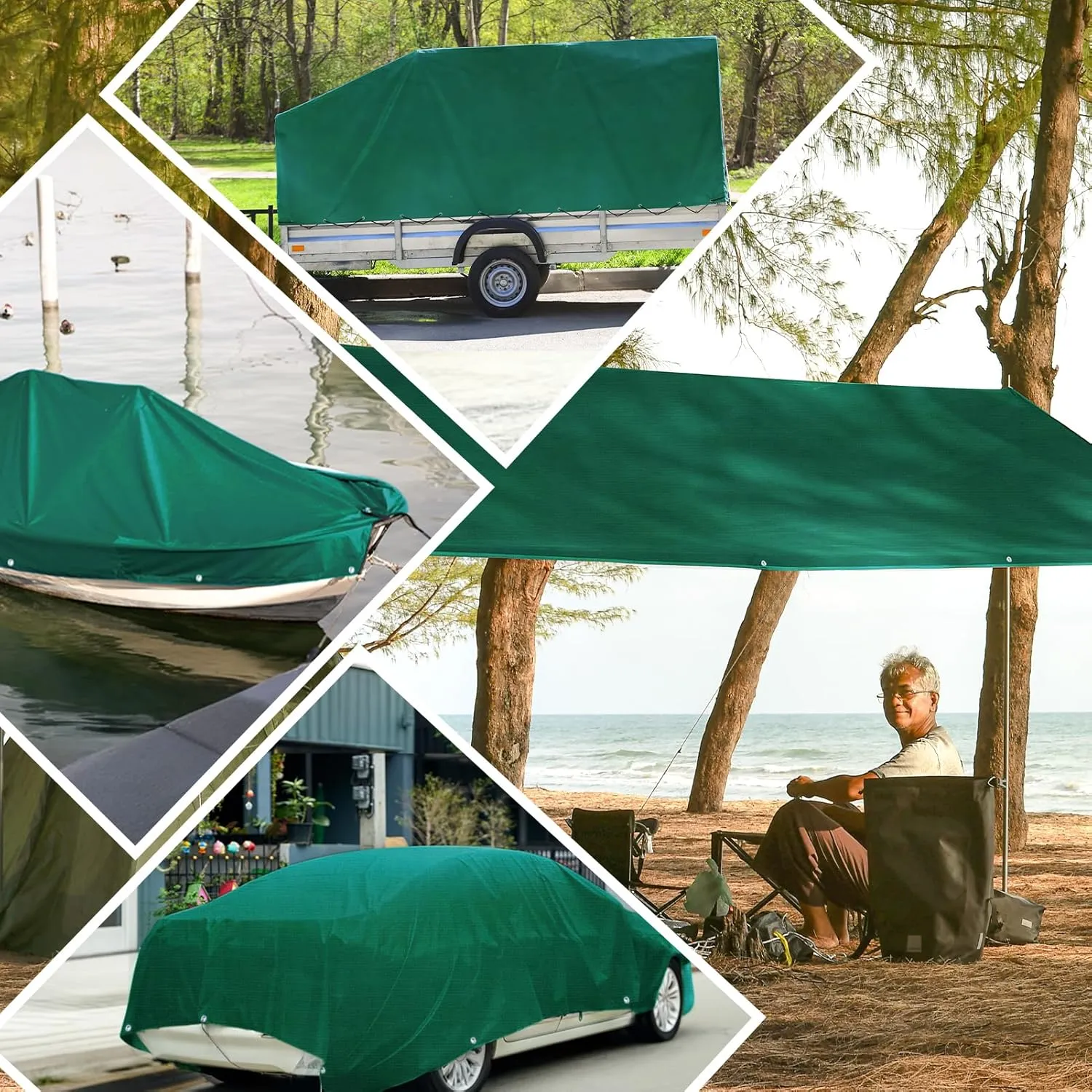 HIRALIY 14 Mil Tarp Waterproof 10x20 Feet, Extra Thick Heavy Duty Tarp with Reinforced Grommets for Firewood, Roof, Camping, Patio, Pool, Boat, Dump Trailer