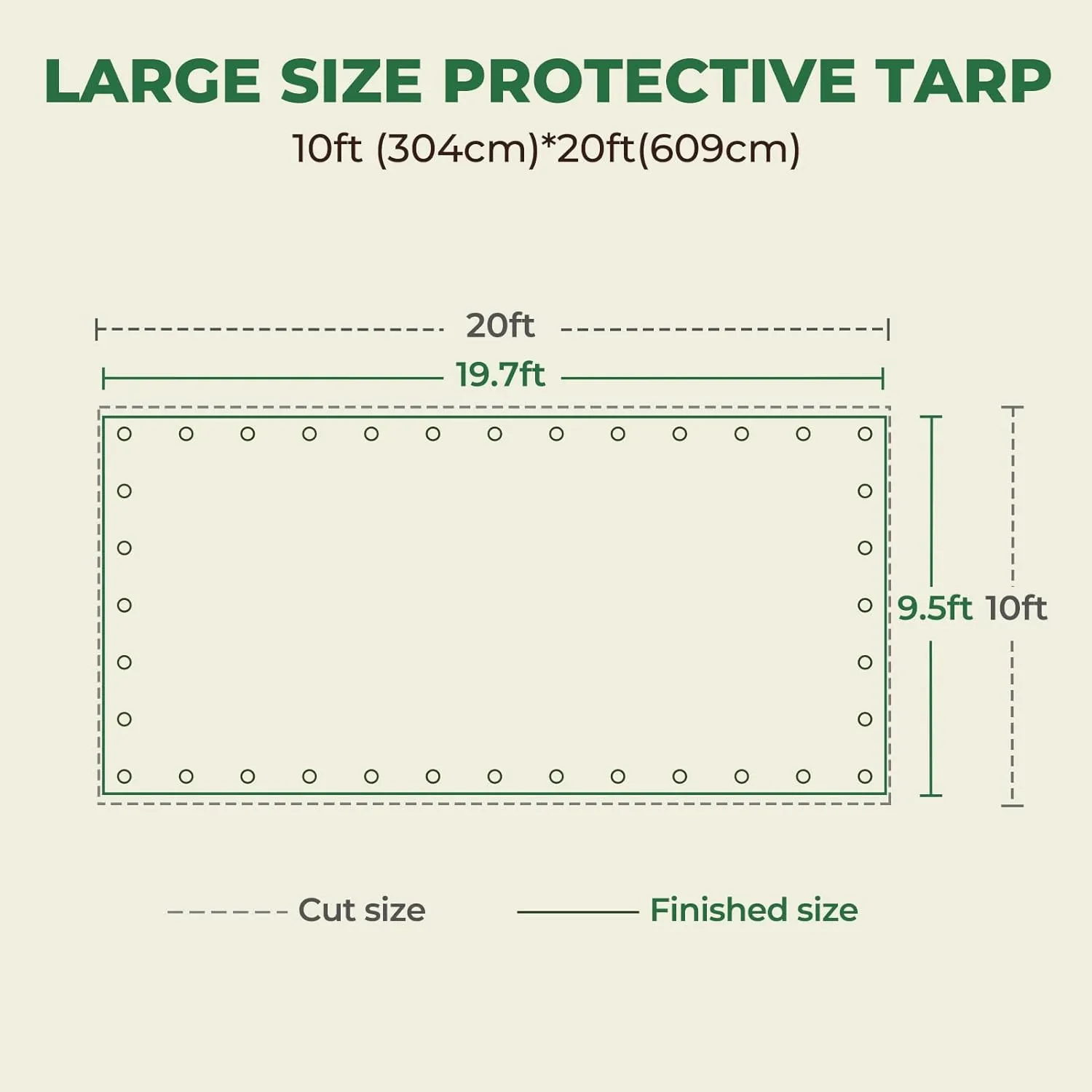 HIRALIY 14 Mil Tarp Waterproof 10x20 Feet, Extra Thick Heavy Duty Tarp with Reinforced Grommets for Firewood, Roof, Camping, Patio, Pool, Boat, Dump Trailer