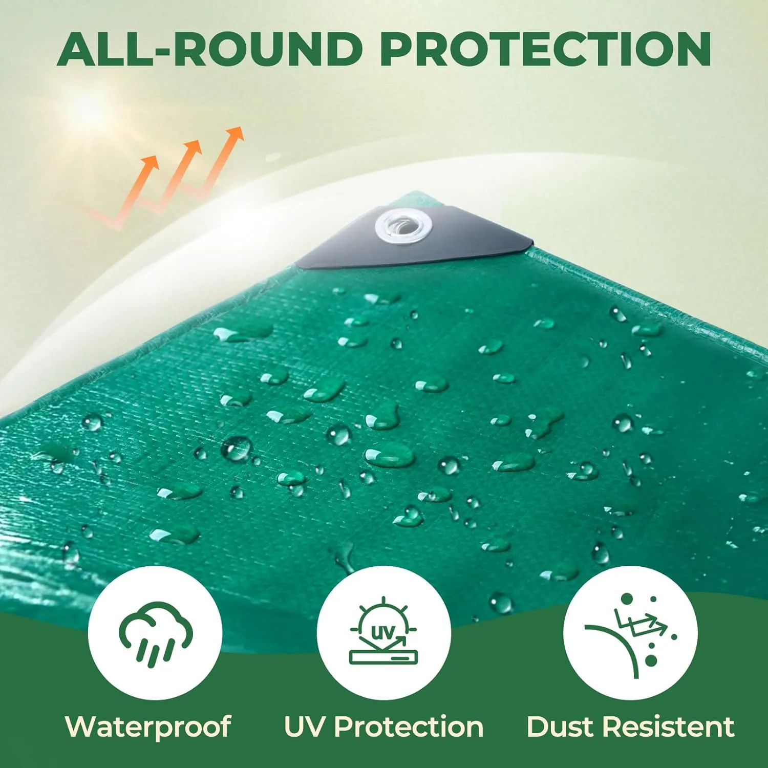 HIRALIY 14 Mil Tarp Waterproof 10x20 Feet, Extra Thick Heavy Duty Tarp with Reinforced Grommets for Firewood, Roof, Camping, Patio, Pool, Boat, Dump Trailer