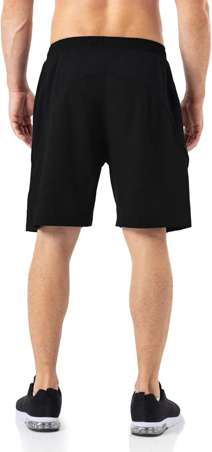HMIYA Men's Casual Sports Quick Dry Workout Running or Gym Training Short with Zipper Pockets