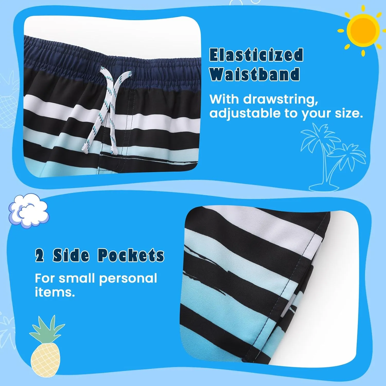 HODOSPORTS Boys Swim Trunks with Compression Liner Swimwear Bathing Suits Swim Shorts with Pockets