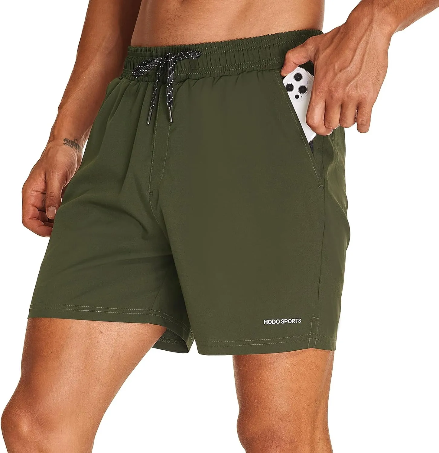 HODOSPORTS Mens Swim Trunks 5" Inseam Quick Dry Swimsuit with Compression Liner and Pockets Swimming Shorts