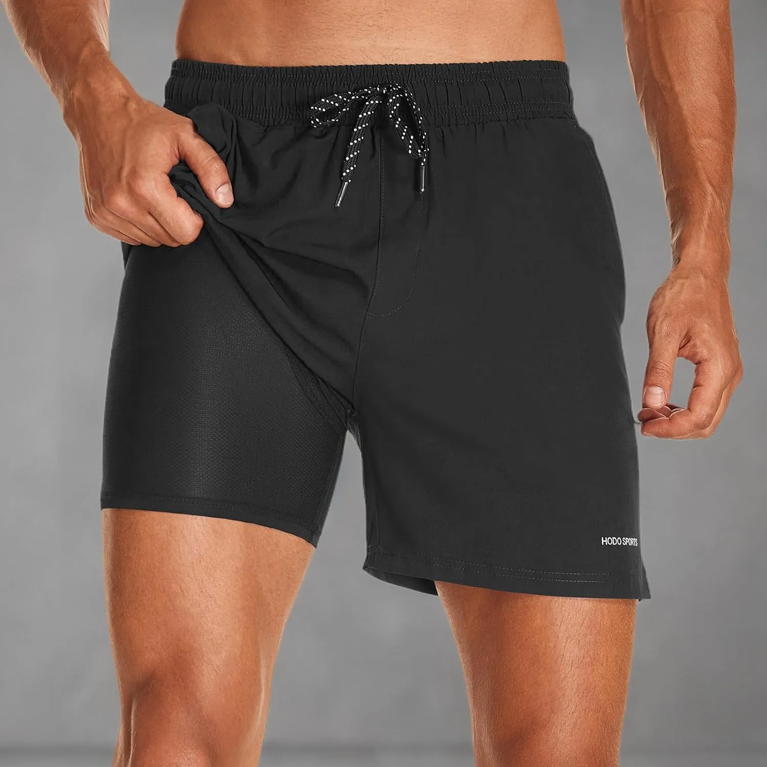 HODOSPORTS Mens Swim Trunks 5" Inseam Quick Dry Swimsuit with Compression Liner and Pockets Swimming Shorts