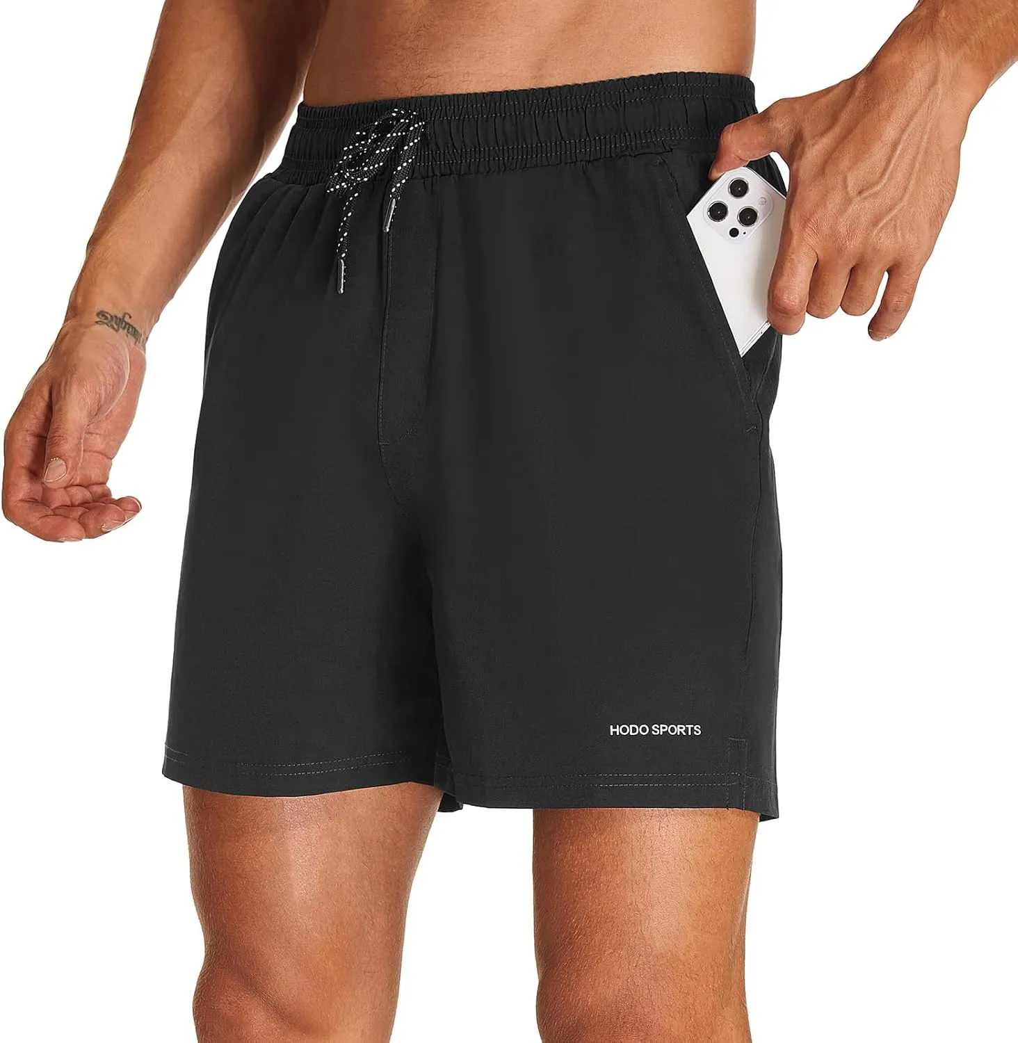 HODOSPORTS Mens Swim Trunks 5" Inseam Quick Dry Swimsuit with Compression Liner and Pockets Swimming Shorts