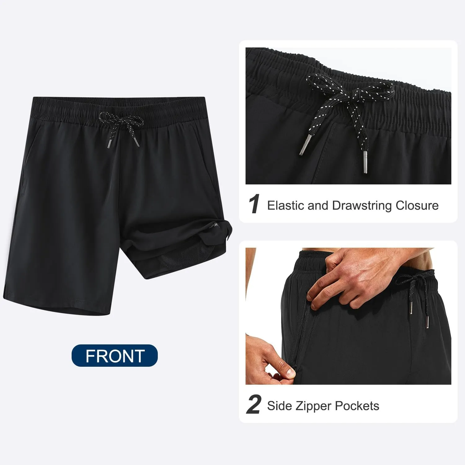 HODOSPORTS Mens Swim Trunks 5" Inseam Quick Dry Swimsuit with Compression Liner and Pockets Swimming Shorts
