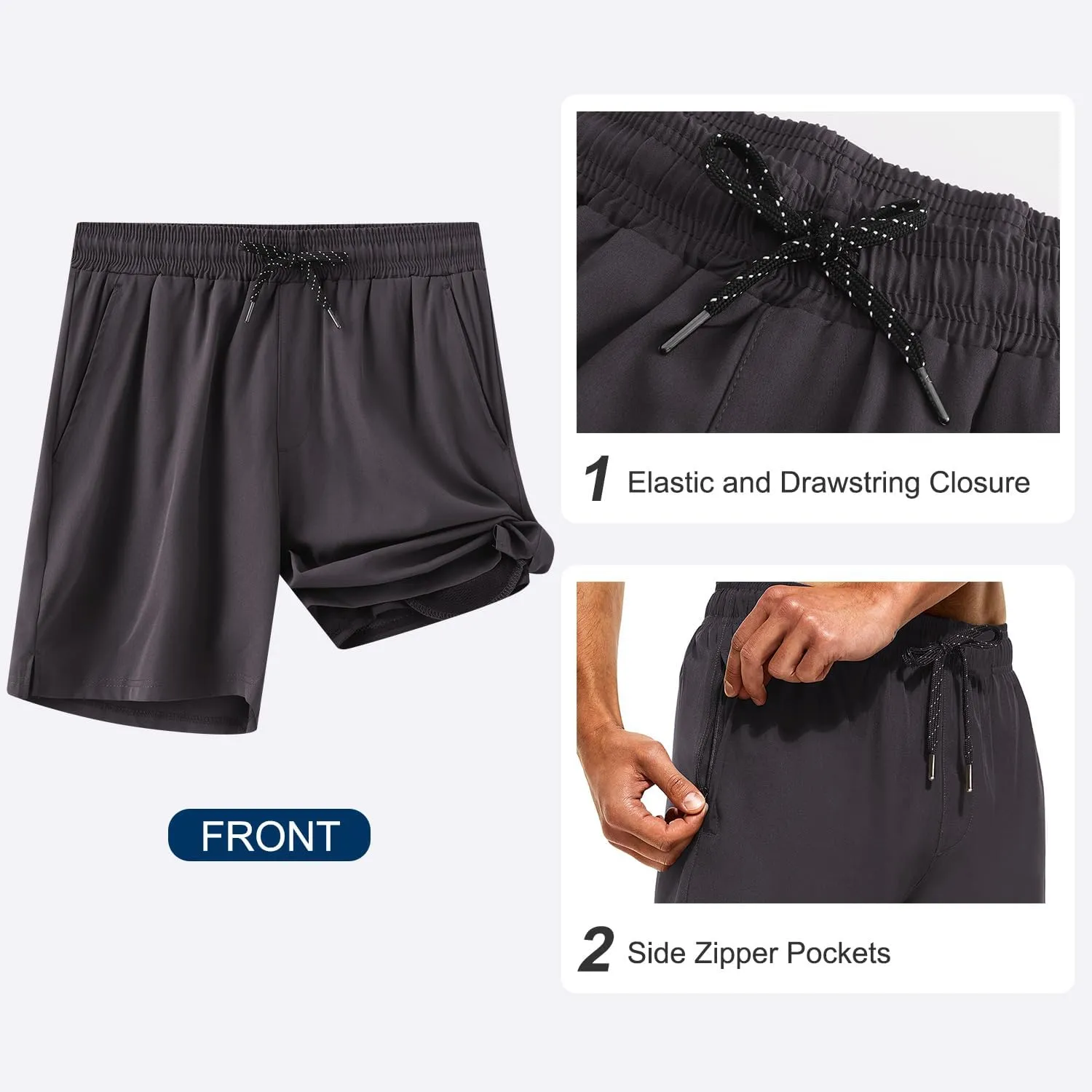 HODOSPORTS Mens Swim Trunks 5" Inseam Quick Dry Swimsuit with Compression Liner and Pockets Swimming Shorts