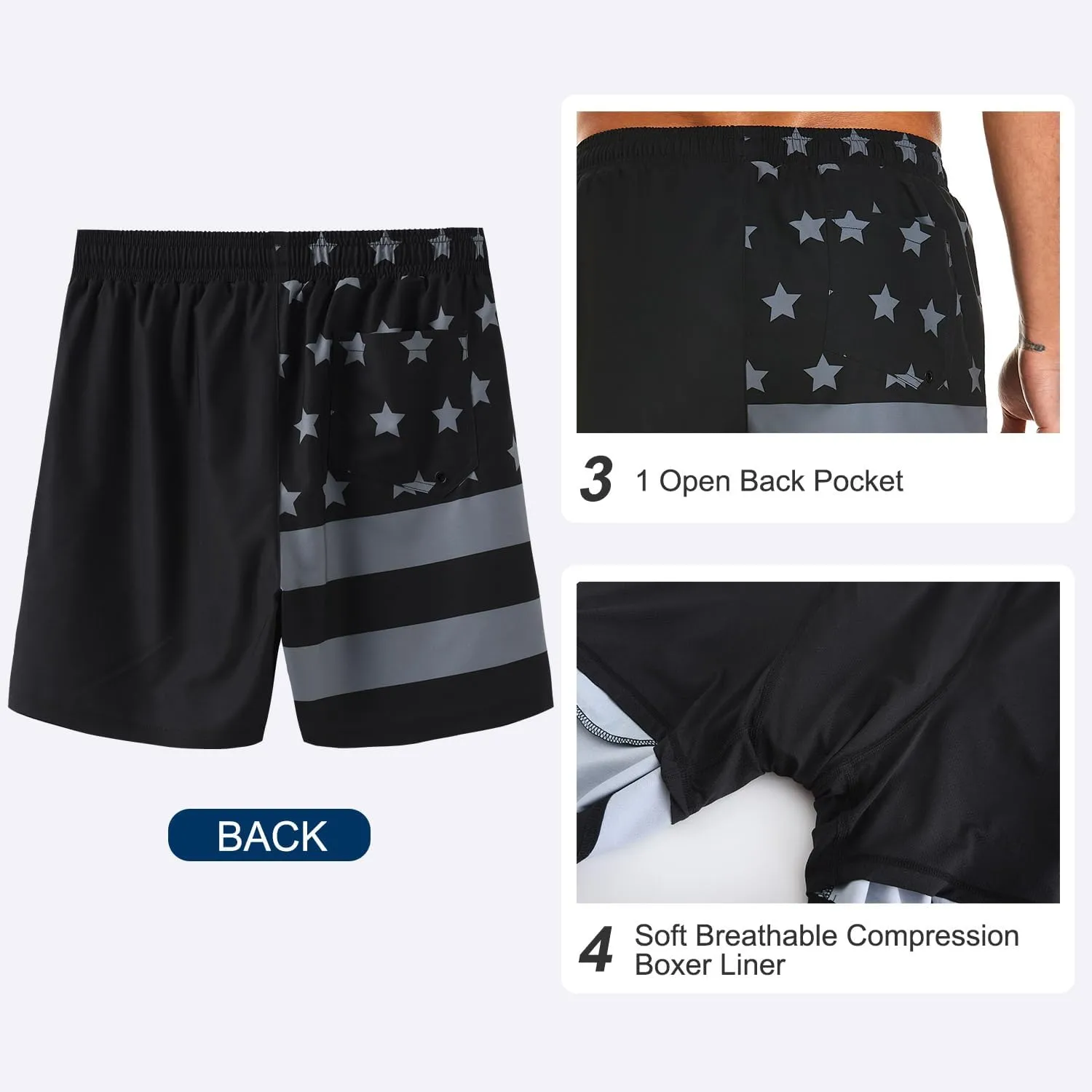 HODOSPORTS Mens Swim Trunks 5" Inseam Quick Dry Swimsuit with Compression Liner and Pockets Swimming Shorts