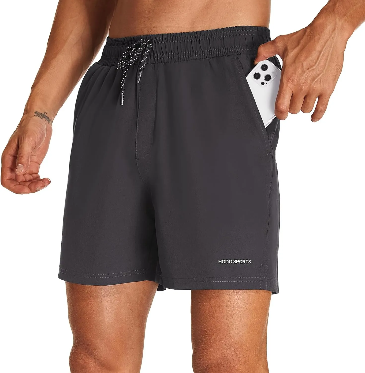 HODOSPORTS Mens Swim Trunks 5" Inseam Quick Dry Swimsuit with Compression Liner and Pockets Swimming Shorts