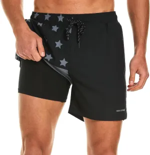 HODOSPORTS Mens Swim Trunks 5" Inseam Quick Dry Swimsuit with Compression Liner and Pockets Swimming Shorts