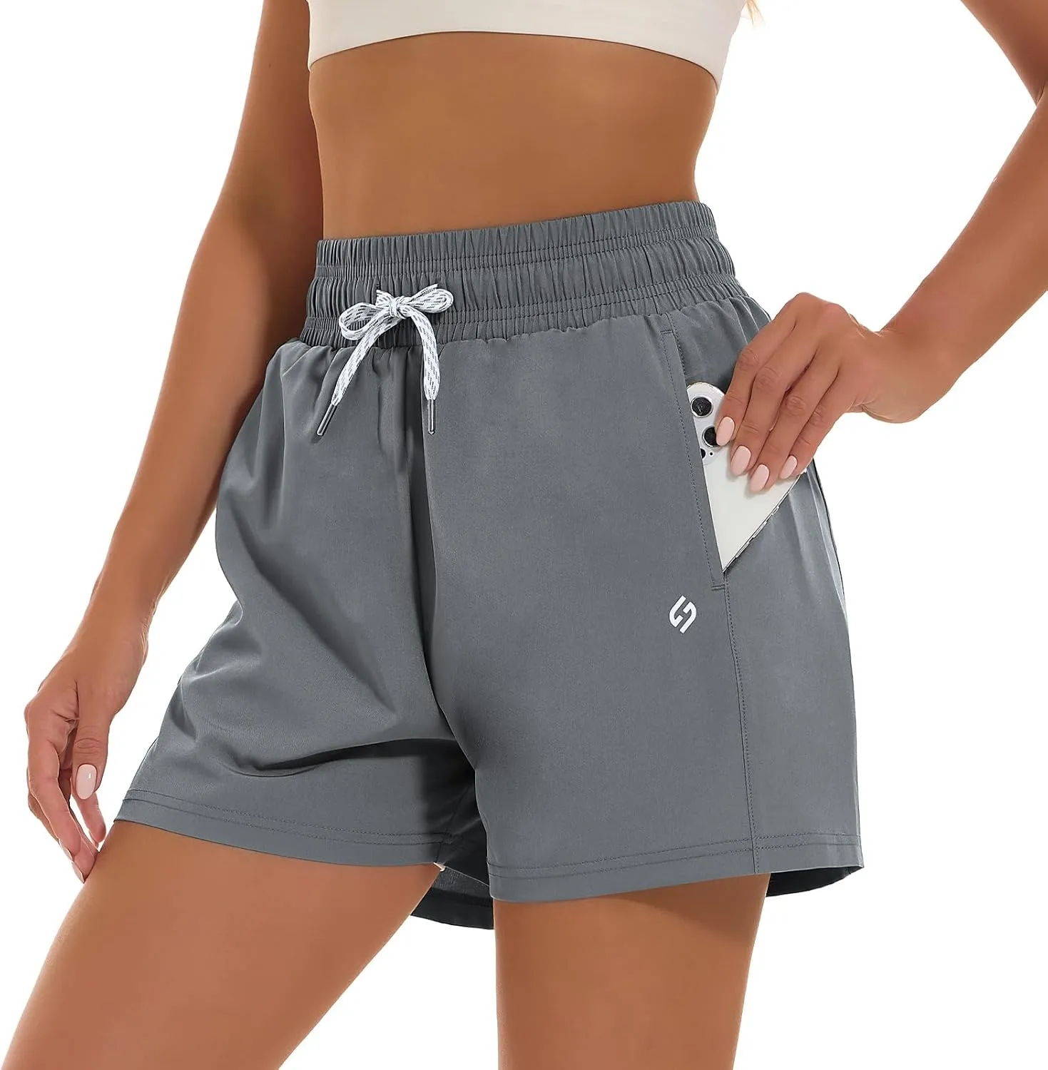 HODOSPORTS Women's 4'' Swim Shorts Quick Dry Board Shorts with Boxer Liner Pockets Swimsuit Bottoms
