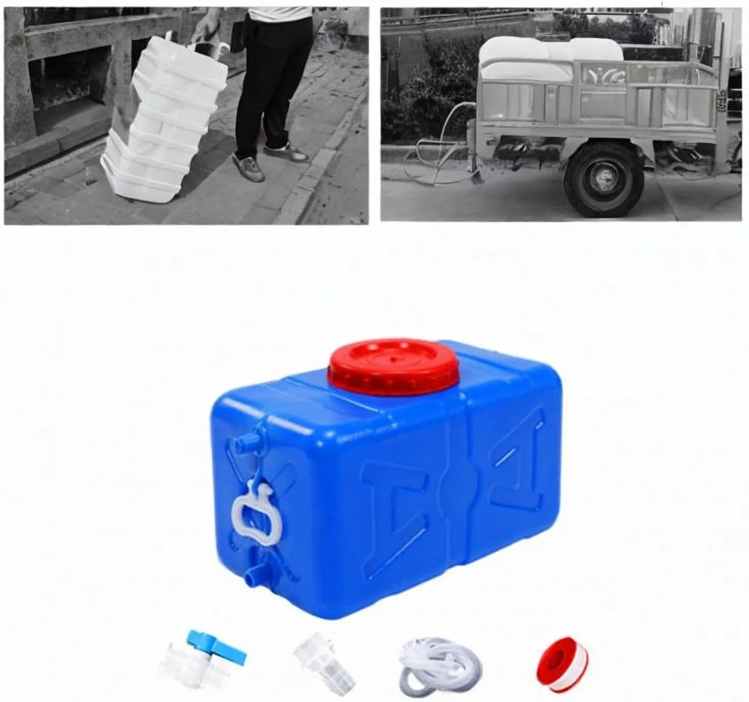 Horizontal Water Tank Drink Container Portable Water Bucket Storage Barrel for Driving Backpacking Traveling Outdoor Hiking, 30L