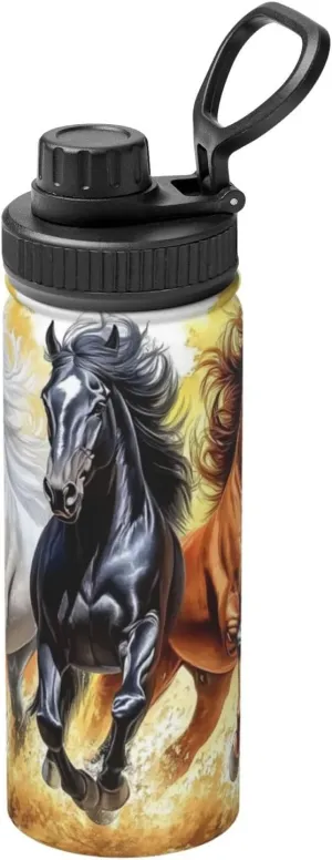 Horses Running On The Prairie Sports Insulated Stainless Steel Thermal Leakproof Water Bottle Water Bottles For Women Men Gym Outdoor Work