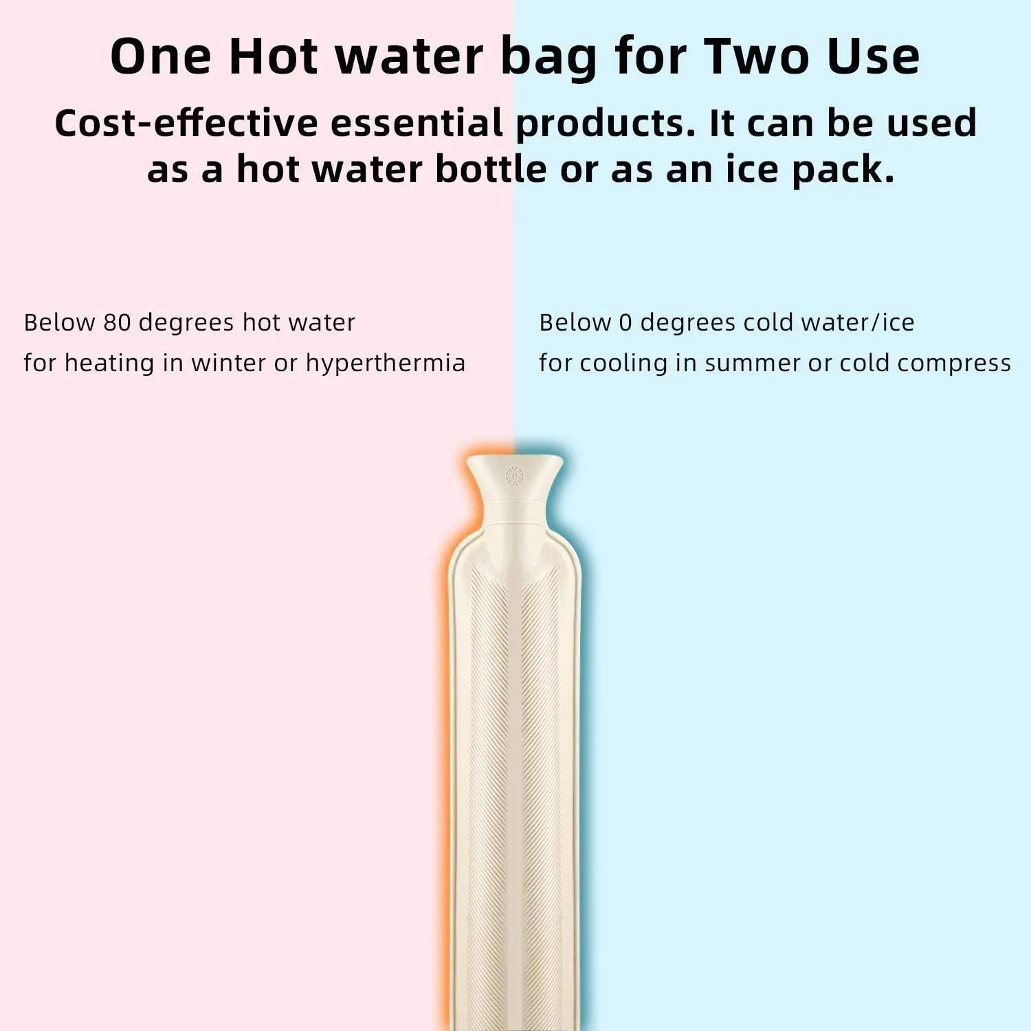Hot Water Bottle with Soft Cover(2 Liter) Classic Hot Water Bag for Pain Relief, Neck, Shoulders and Knee, Feet Warmer, Rheumatism, Menstrual Cramps, Hot and Cold Therapy for Women Girls Seniors