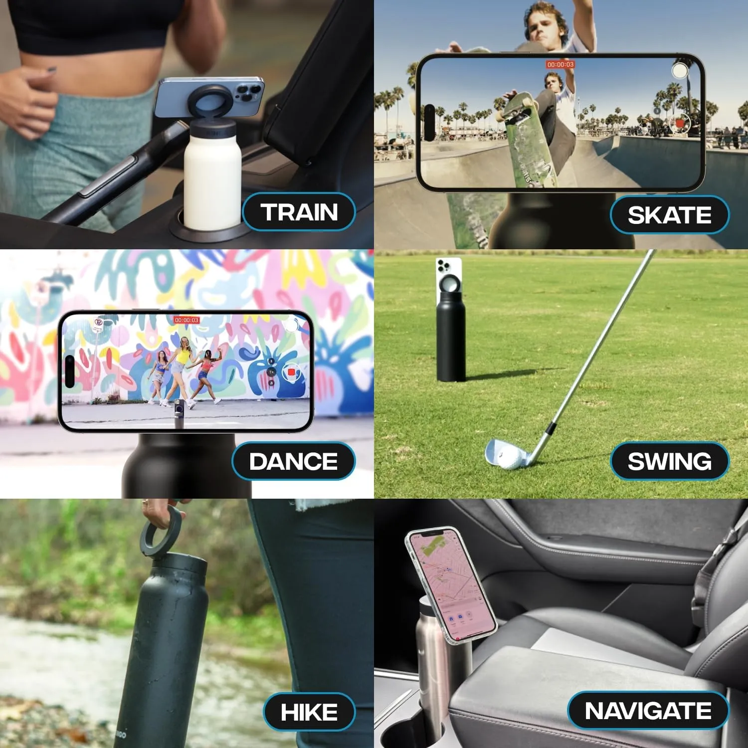HydraConnect Insulated Water Bottle with Magnetic Phone Mount