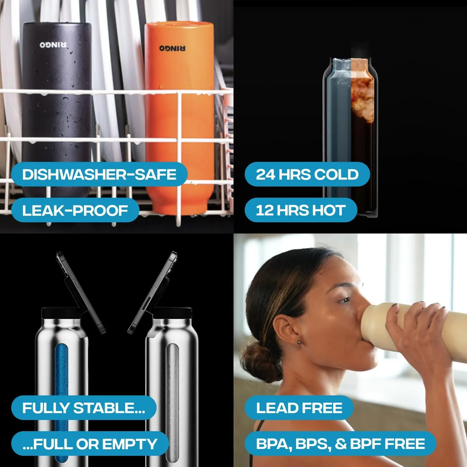 HydraConnect Insulated Water Bottle with Magnetic Phone Mount