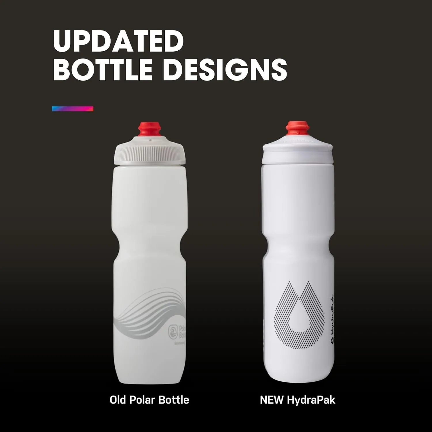 HydraPak Breakaway Surge Lightweight Bike Water Bottle 2-Pack (20oz, 25oz, 30oz) - High Flow, Cycling & Sports Squeeze Bottle