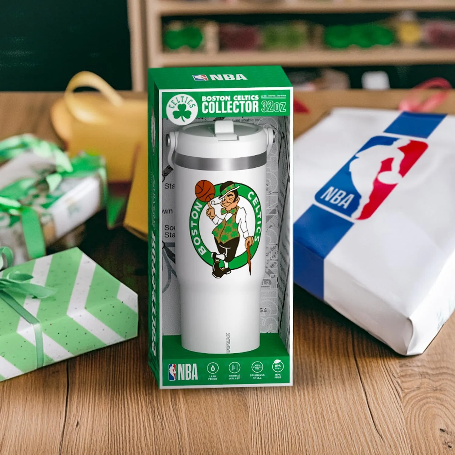 Hydrapeak x NBA Officially Licensed Denver Nuggets 32oz Nomad Stainless Steel Tumbler with Handle and Straw Lid, Leakproof Water Bottle in Limited Edition Collector's Gift Box