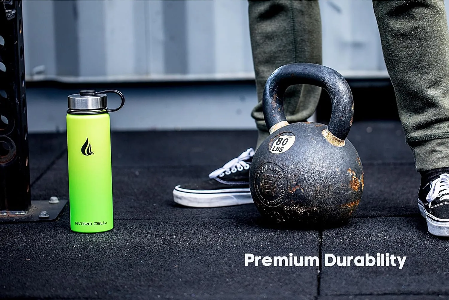 HYDRO CELL Stainless Steel Insulated Water Bottle with Straw - For Cold & Hot Drinks - Metal Vacuum Flask with Screw Cap and Modern Leakproof Sport Thermos for Adults (Neon 24oz)