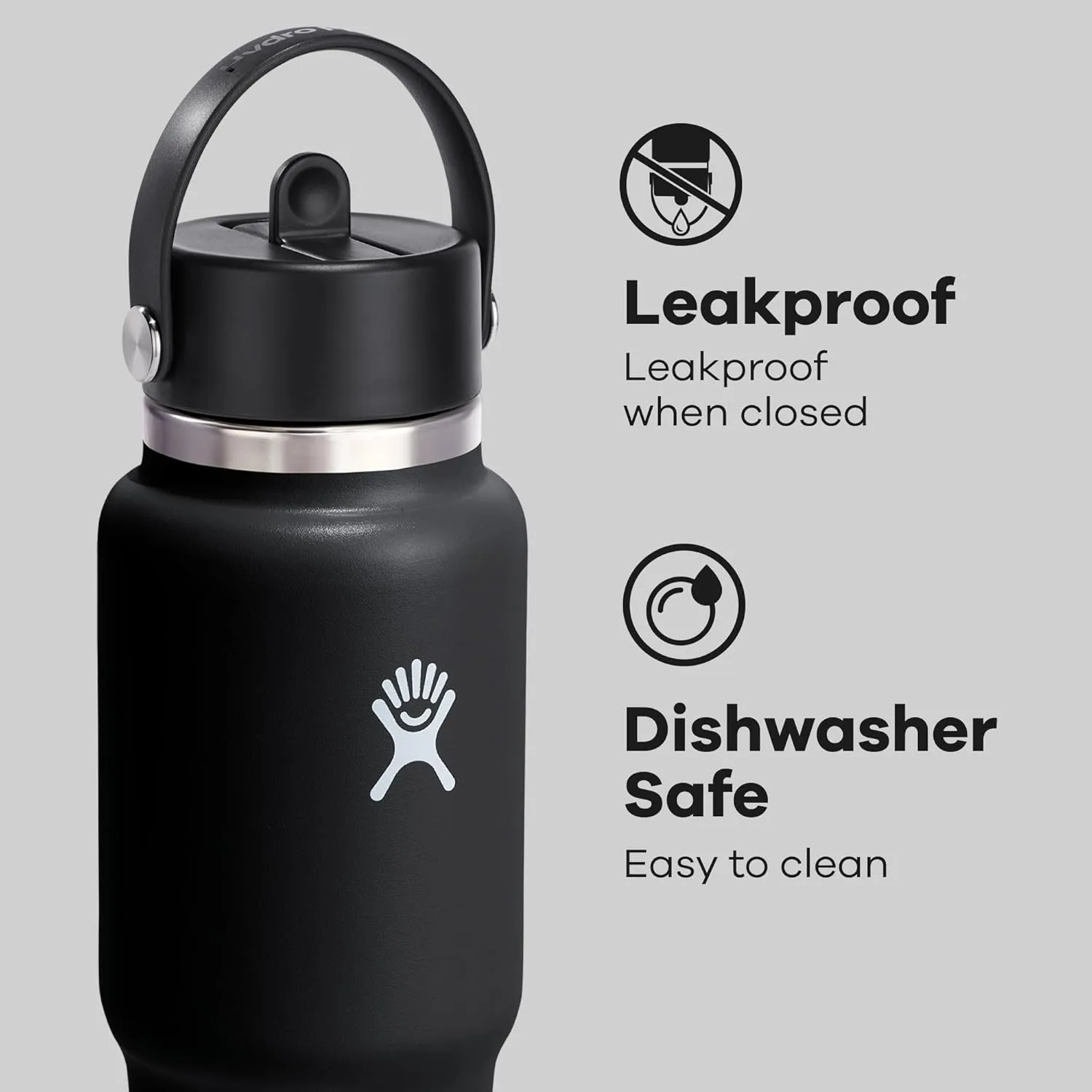 Hydro Flask 32 Oz Wide Flex Straw Travel Bottle Black