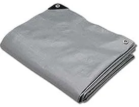 Hygrade Heavy Duty Super Cover Poly Tarp, 10 Mil, Silver/Black, 25'L X 40'W