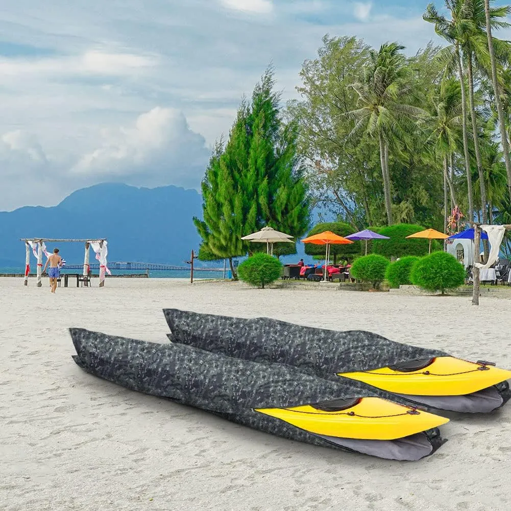 i COVER 10ft Kayak Cover- Water Proof Heavy Duty Kayaks/Canoe Covers Fits Canoes or Paddleboards up to 10ft Long and Beam Width up to 27in, Camo