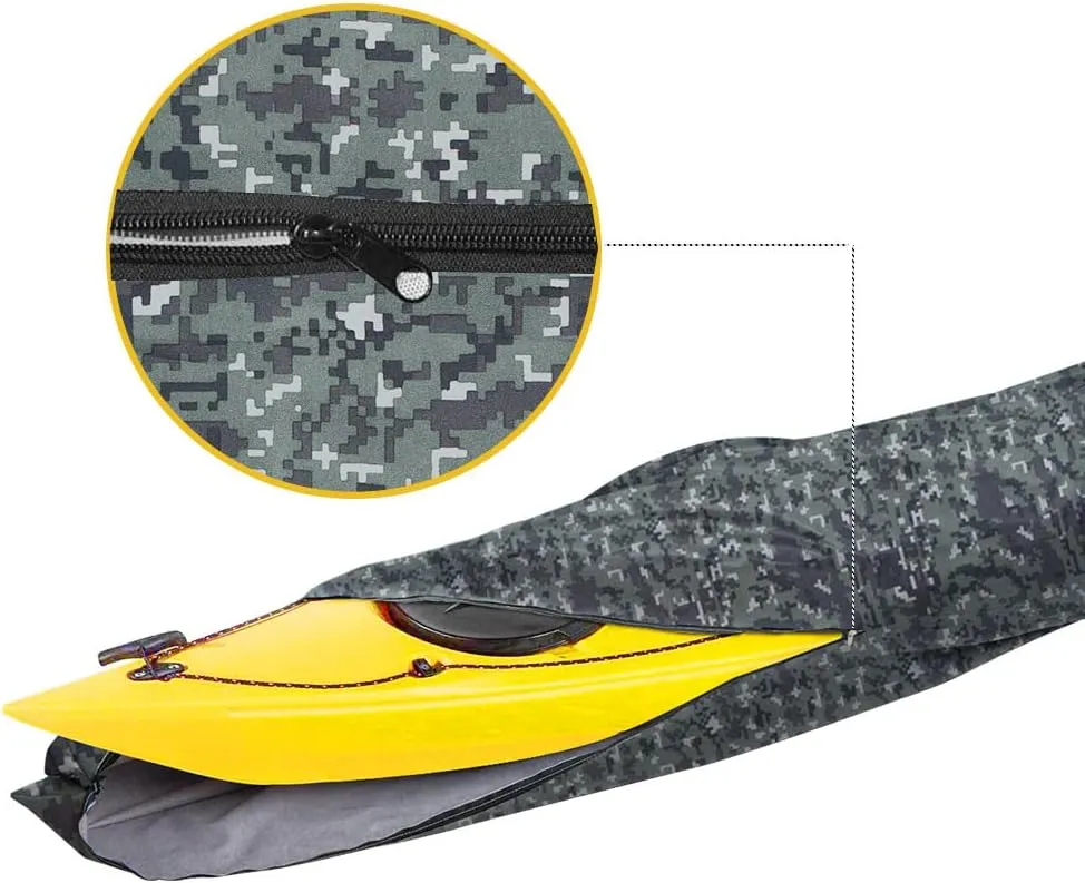 i COVER 10ft Kayak Cover- Water Proof Heavy Duty Kayaks/Canoe Covers Fits Canoes or Paddleboards up to 10ft Long and Beam Width up to 27in, Camo