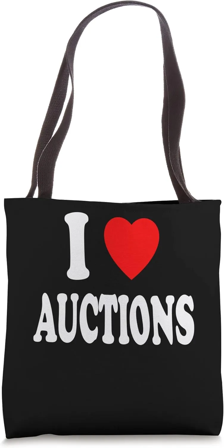 I Heart (Love) Auctions Auto Estate Storage Locker Tote Bag