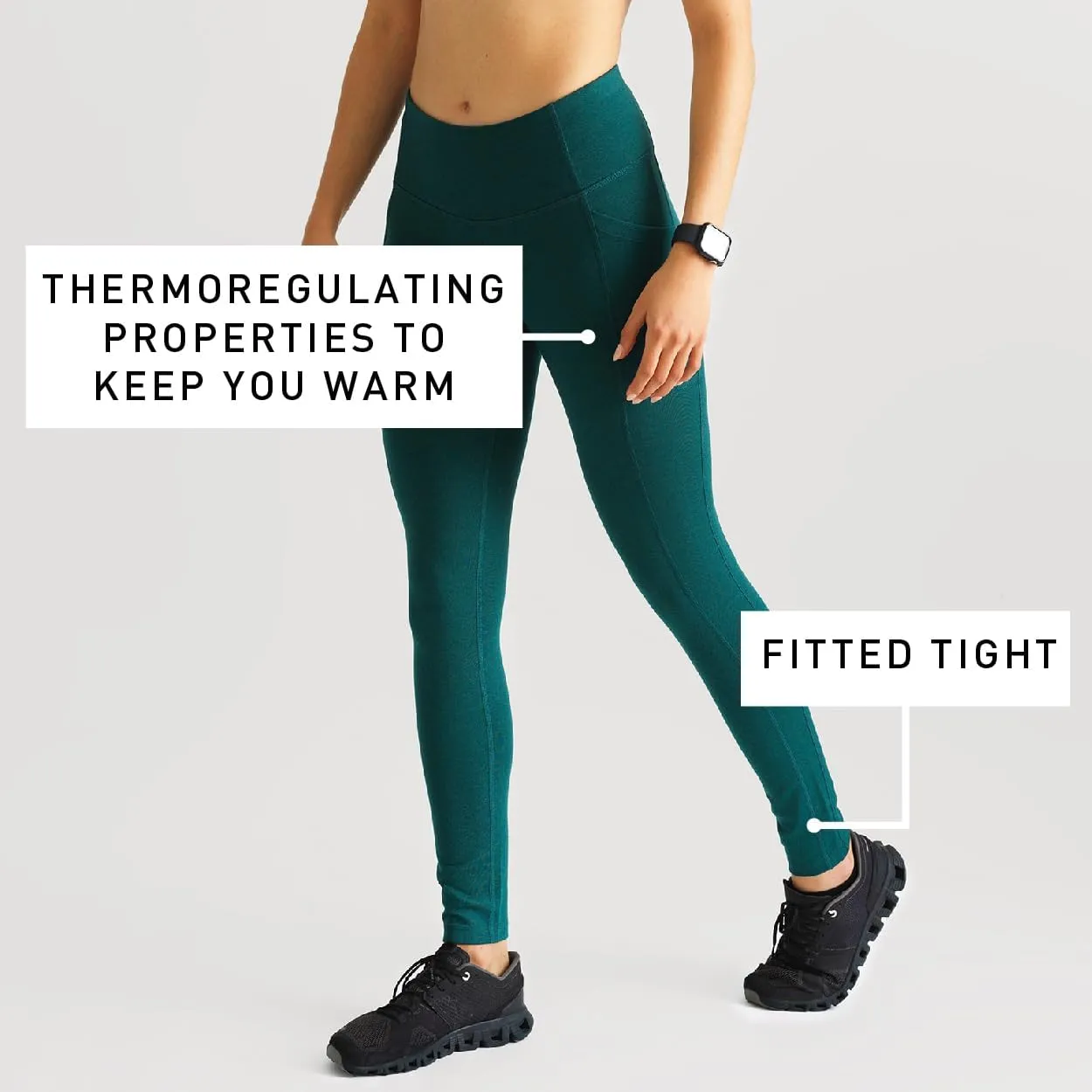 IBEX Merino Wool Women's Lizzi Tight Compression Leggings with Pockets | High Waisted Workout Leggings for Women