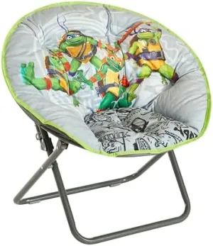 Idea Nuova Nickelodeon Teenage Mutant Ninja Turtles Mutant Mayhem 23" Kids Folding Saucer™ Chair with Metal Frame, Ages 3 