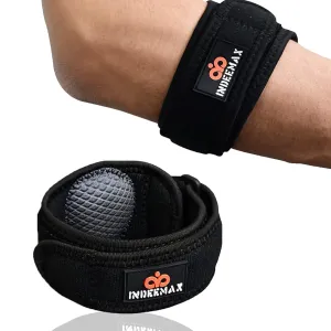 INDEEMAX Elbow Brace for Tendonitis and Tennis Elbow for Women Men, Adjustable Golfers Elbow Brace Counterforce Band with Compression Pad, Effective Tendon Pain Relief, Black