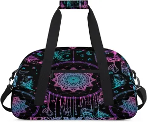 Indian Dreamcatcher Gym Duffel Bag for Men Women Feathers Moon Sports Tote Bag with Adjustable Shoulder Strap for Dance Gymnastics Traveling Outdoor Camping Overnight Stay