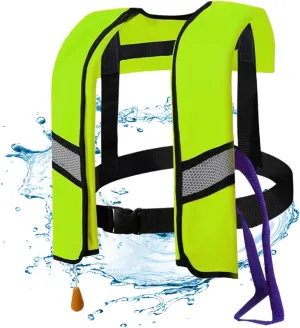 Inflatable Life Jacket Manual/Self Inflating Life Vest 150n Nylon Life Jacket with Whistle ＆ Blowpipe Adult Life Jackets with Release Buckle ＆ Reflective Strips.