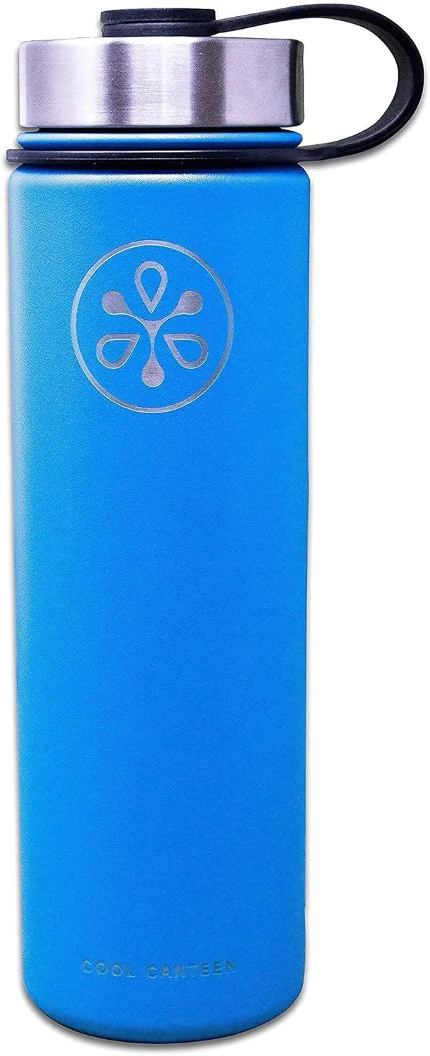 Insulated Water Bottle w/Straw Lid (22oz, 32oz, 40oz) - Stainless Steel Sports Flask - Wide Mouth Double Walled - Three Lids - Multiple Color Options