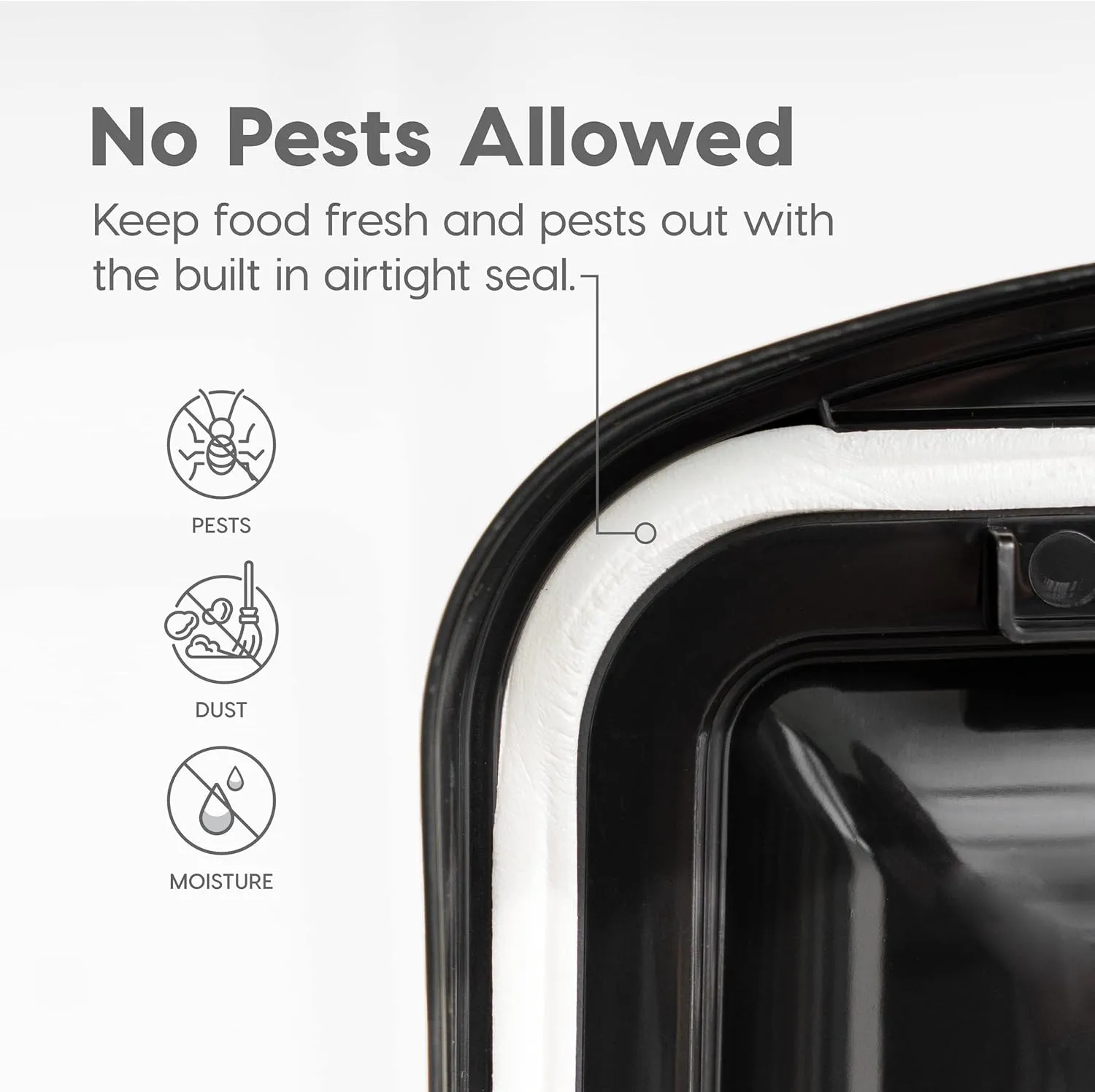 IRIS USA Airtight Dog Food Storage Container, WeatherPro, Up to 50 lbs, Removable Wheels, for Dog Cat Bird and Other Pet Food Storage Bin, Keep Fresh, Translucent Body, Made in USA, Clear/Black