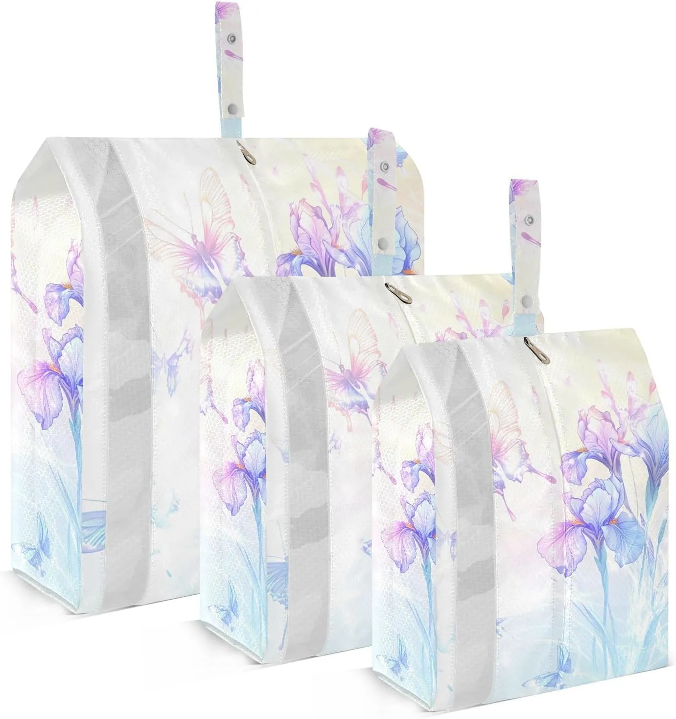 Irises Travel Storage Bag with Lanyard - Portable Lightweight Classified Storage Bag with Zipper, Dust and Waterproof Travel Packing Cube for Suitcase,3 Pieces
