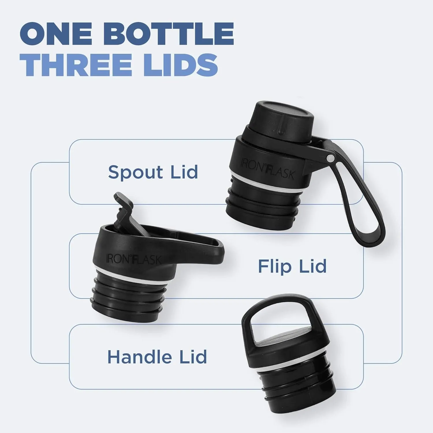 IRON °FLASK Camping & Hiking Hydration Canteens - 3 Lids (Narrow Spout Lid) Leak Proof Vacuum Insulated Stainless Steel - Hot & Cold Double Walled Sports Water Bottle - Cotton Candy, 32 Oz