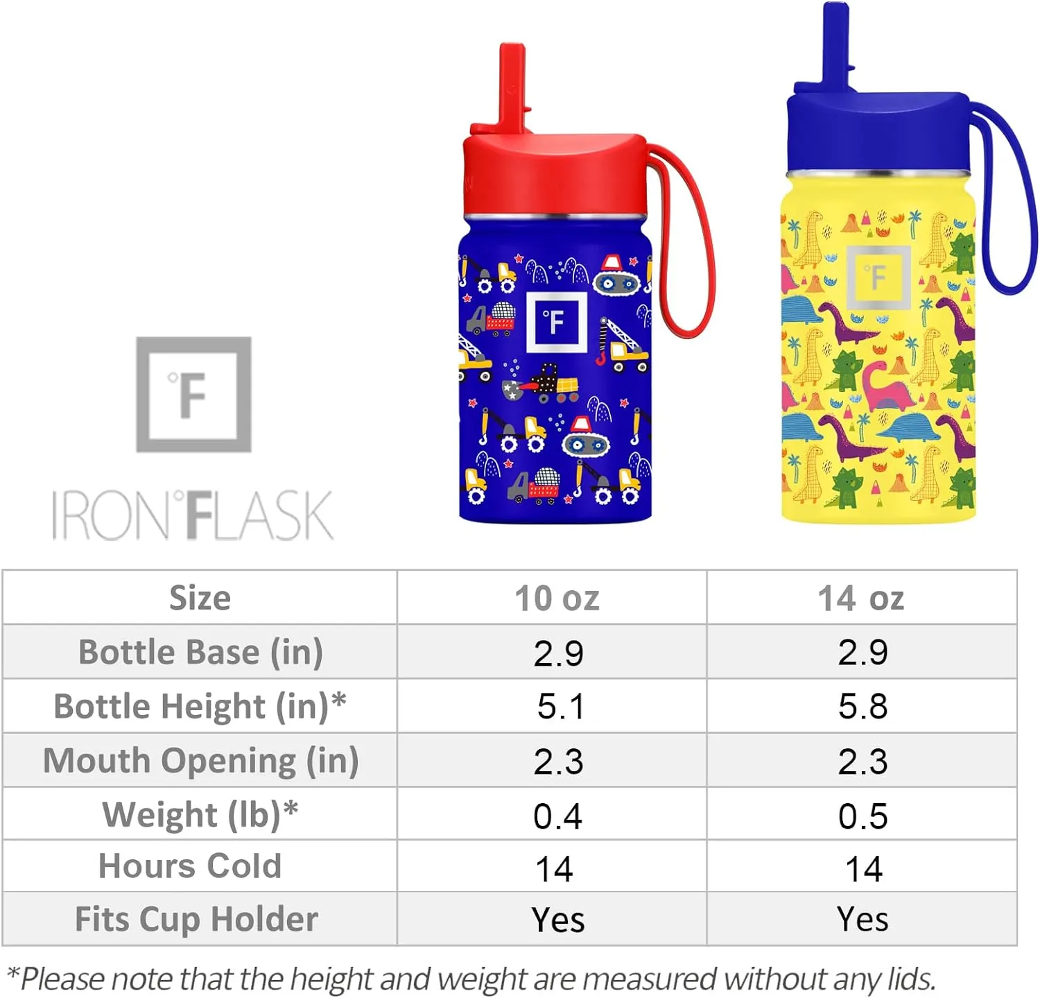 IRON °FLASK Kids Water Bottle - Straw Lid, 20 Name Stickers, Vacuum Insulated Stainless Steel, Double Walled Tumbler Travel Cup, Thermos Mug - Inkredible Octopus, 14 Oz