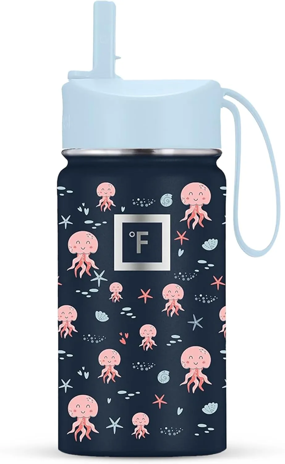 IRON °FLASK Kids Water Bottle - Straw Lid, 20 Name Stickers, Vacuum Insulated Stainless Steel, Double Walled Tumbler Travel Cup, Thermos Mug - Inkredible Octopus, 14 Oz