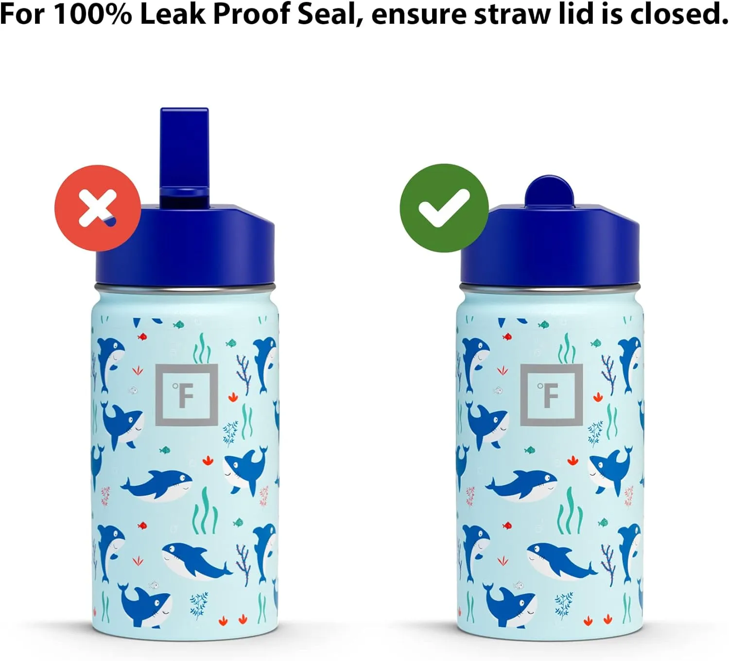 IRON °FLASK Kids Water Bottle - Straw Lid, 20 Name Stickers, Vacuum Insulated Stainless Steel, Double Walled Tumbler Travel Cup, Thermos Mug - Inkredible Octopus, 14 Oz