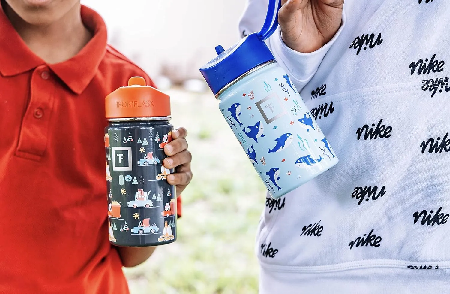 IRON °FLASK Kids Water Bottle - Straw Lid, 20 Name Stickers, Vacuum Insulated Stainless Steel, Double Walled Tumbler Travel Cup, Thermos Mug - Inkredible Octopus, 14 Oz