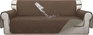 ISSUNTEX Double Protection 100% Waterproof Sofa Covers for Living Room, Couch Covers for 3 Cushion Couch Sofa, Reversible Furniture Protector Sofa Cover for Dogs, Pets, Kids (Sofa, Brown/Beige)
