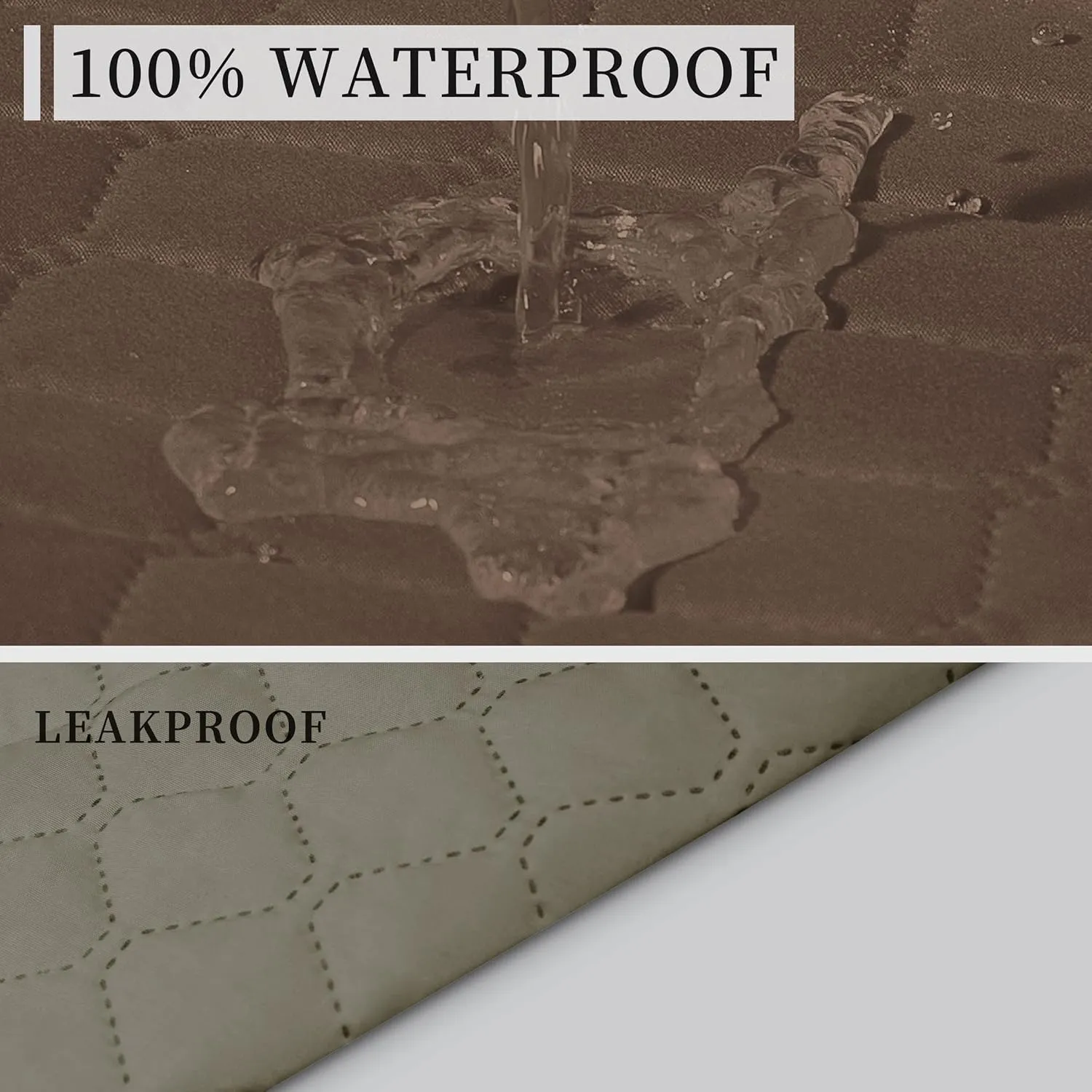 ISSUNTEX Double Protection 100% Waterproof Sofa Covers for Living Room, Couch Covers for 3 Cushion Couch Sofa, Reversible Furniture Protector Sofa Cover for Dogs, Pets, Kids (Sofa, Brown/Beige)