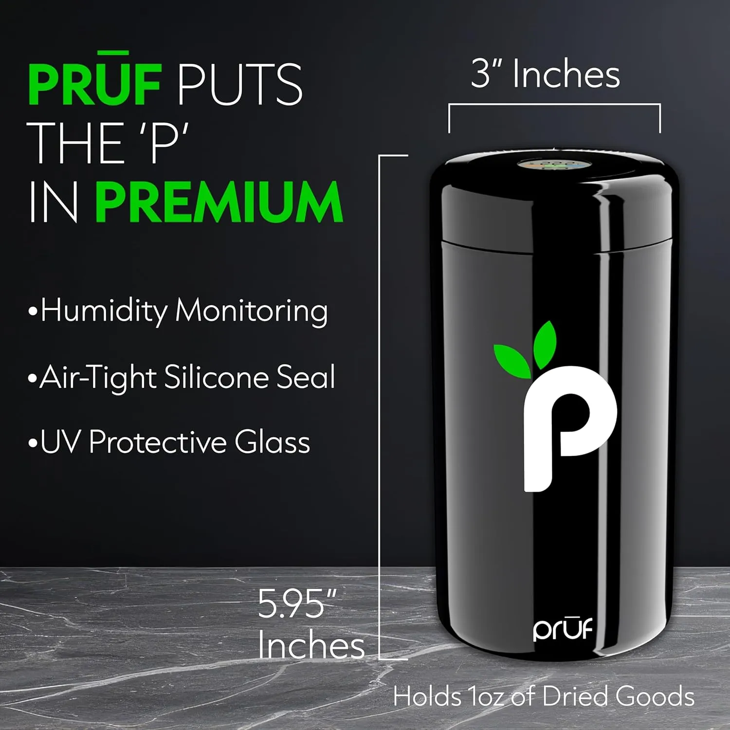 Jar with Built-In Hygrometer – 500ml Air-Tight, UV-Proof Glass Jar with High-Density Silicone Seal – Includes Two 62% 8G Boveda Packs – Ideal for Storage of Premium Dried Goods – by Hygenix (3)
