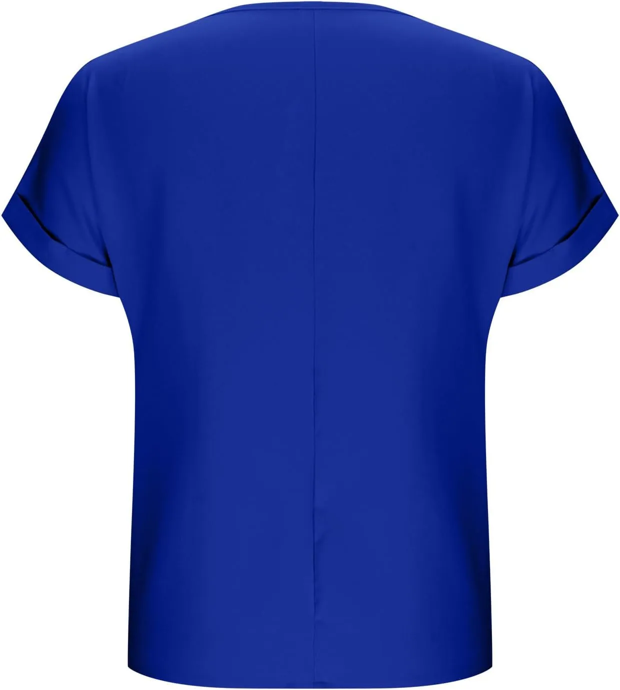 JOAU Women's Zip Front Crew Neck Shirts Dressy Casual Loose Rolled Short Sleeve Blouse Lightweight Elegant Work Tunic Top
