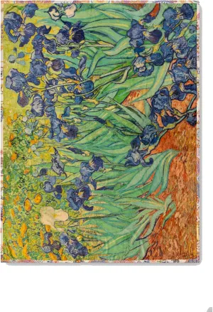 Johnny Was Irisis Travel Blanket Van Gogh Reversible Blue Floral Home Lounge New