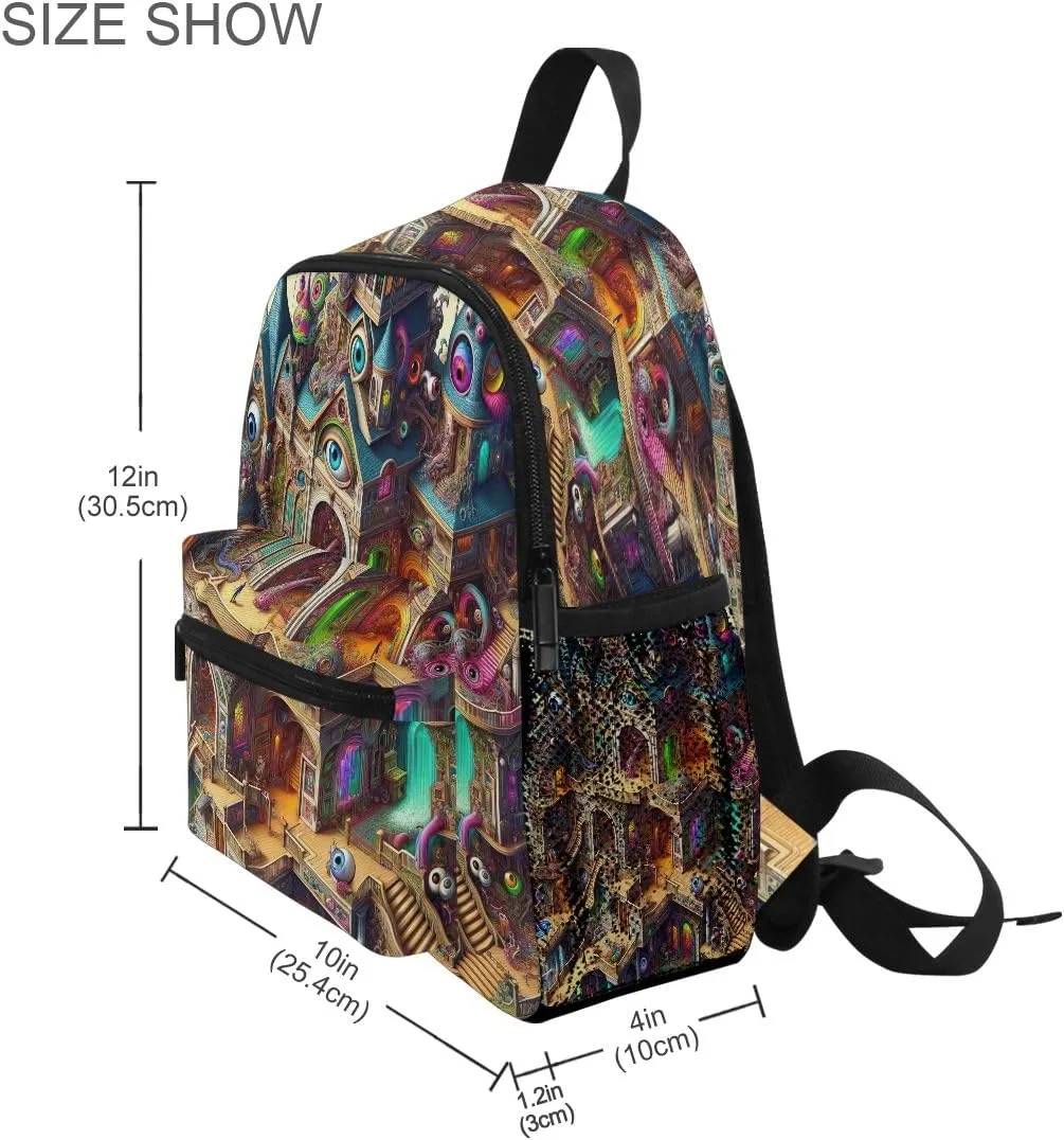 Joisal Cartoon Peculiar Villa Big Eyes Kids Backpack Small Lightweight Backpack School Boys, Toddler Dance Bag Ages 3-8