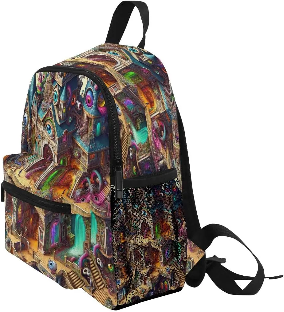 Joisal Cartoon Peculiar Villa Big Eyes Kids Backpack Small Lightweight Backpack School Boys, Toddler Dance Bag Ages 3-8
